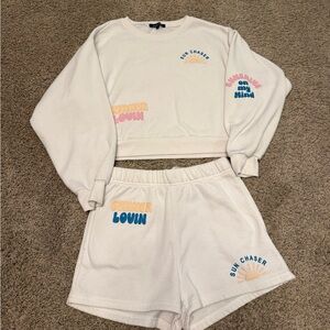 Off White Sun Chaser Sweatshirt and Shorts Set